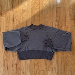 Free People Crop Sweatshirt Top - Mock Neck with oversized arm details